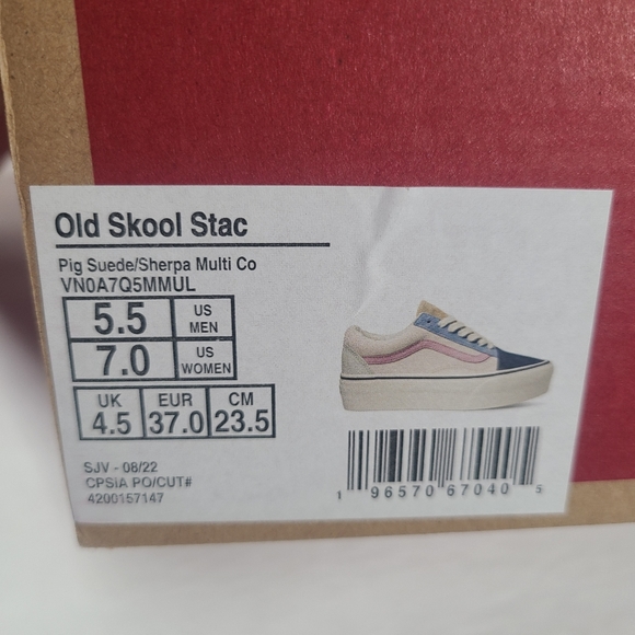 Vans Old Skool Stackform Platform Pig Suede Sherpa Multi Color Sneakers Women 7 - Picture 12 of 12